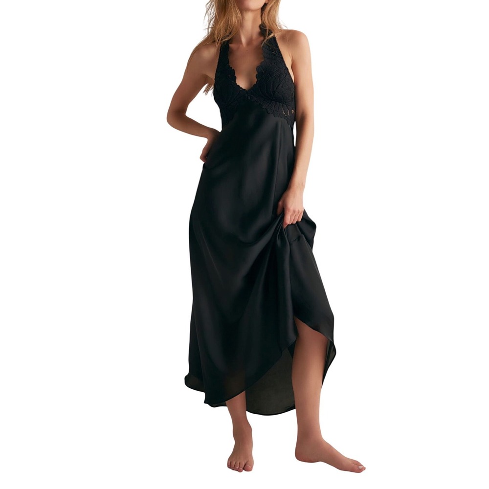 Free People Black Slip Dress Womens S Lace Whimsigoth Romantic Autumn wedding